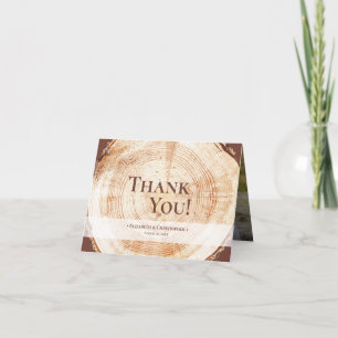 Rustic Wedding Wood Grain Custom Foto Vielen Dank Dankeskarte