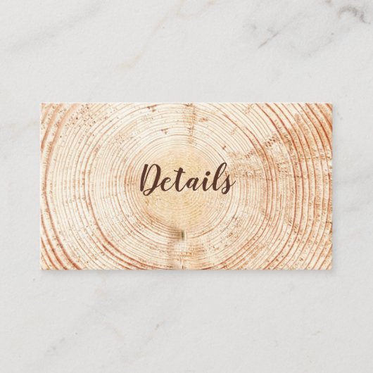 Rustic Wedding Wood Grain Details QR Code Custom Begleitkarte (Vorderseite)