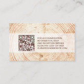 Rustic Wedding Wood Grain Details QR Code Custom Visitenkarte (Rückseite)