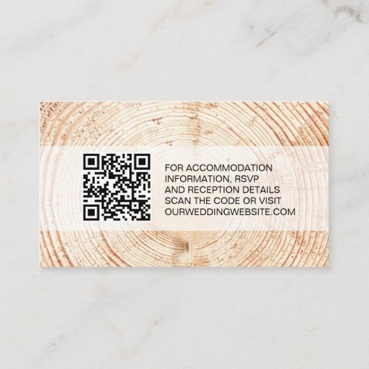 Rustic Wedding Wood Grain Details QR Vorlage (Rückseite)