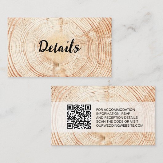 Rustic Wedding Wood Grain Details QR Vorlage (Vorne/Hinten)