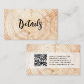 Rustic Wedding Wood Grain QR-Skriptdetails Begleitkarte (Vorne/Hinten)