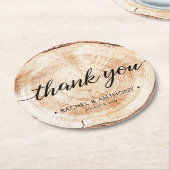 Rustic Wedding Wood Grain Vielen Dank Runder Pappuntersetzer (Angewinkelt)