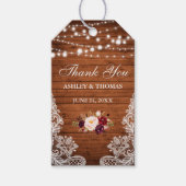 Rustic Wedding Wood Lights Lace Floral Vielen Dank Geschenkanhänger (Vorderseite)