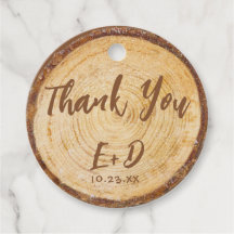 Rustic Wedding Wood Slice Danke braunes Script