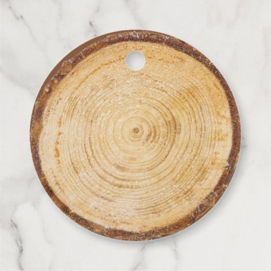 Rustic Wedding Wood Slice Danke braunes Script Geschenkanhänger (Rückseite)