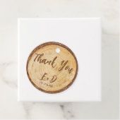 Rustic Wedding Wood Slice Danke braunes Script Geschenkanhänger (Beispiel)