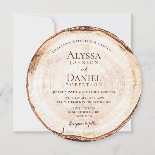 Rustic Wedding Wood Tree Bark Custom vollständige  Einladung (Vorderseite)