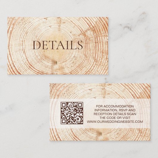 Rustic Wedding Woodland Details QR code Template Begleitkarte (Vorne/Hinten)