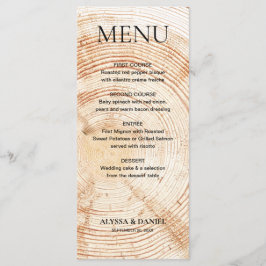 Rustic Wedding Woodland tree bark Grain  Menükarte
