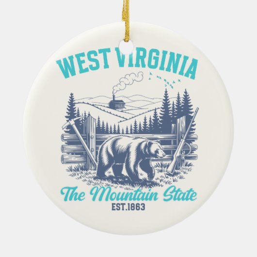 Rustic West Virginia Nature Scene Keramik Ornament (Hinten)