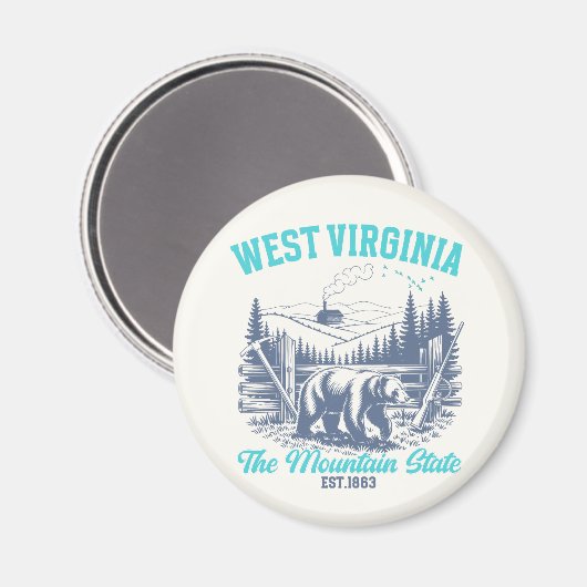 Rustic West Virginia Nature Scene with Bear Magnet (Vorderseite/Rückseite)