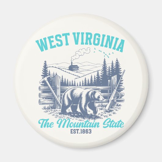 Rustic West Virginia Nature Scene with Bear Magnet (Vorne)