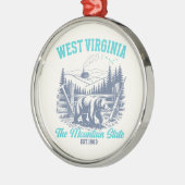 Rustic West Virginia Nature Scene with Bear Ornament Aus Metall (Links)