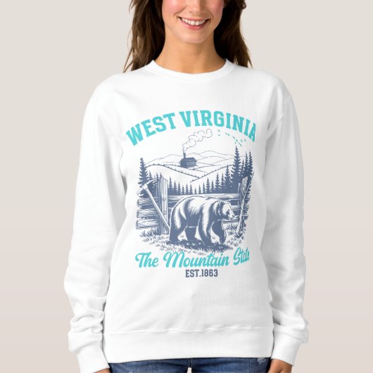 Rustic West Virginia Nature Scene with Bear Sweatshirt (Vorderseite)
