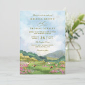 Rustic Western Barn Countryside QR Code Wedding Einladung (Stehend Vorderseite)