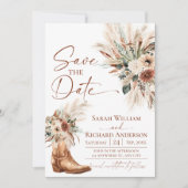 Rustic Western Boho Save the Date Card with Photo (Vorderseite)