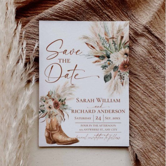 Rustic Western Boho Save the Date Card with Photo