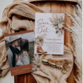 Rustic Western Boho Save the Date Card with Photo