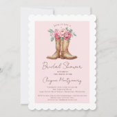 Rustic Western Bridal Shower Blush Pink Floral Einladung (Vorderseite)