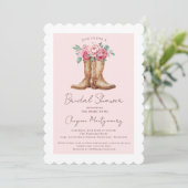 Rustic Western Bridal Shower Blush Pink Floral Einladung (Stehend Vorderseite)