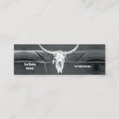 Rustic Western Charcoal Grey White Bull Cow Skull Mini Visitenkarte (Vorderseite)