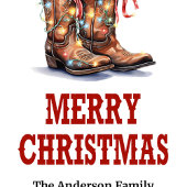 Rustic Western Christmas tag editable with name Geschenkanhänger