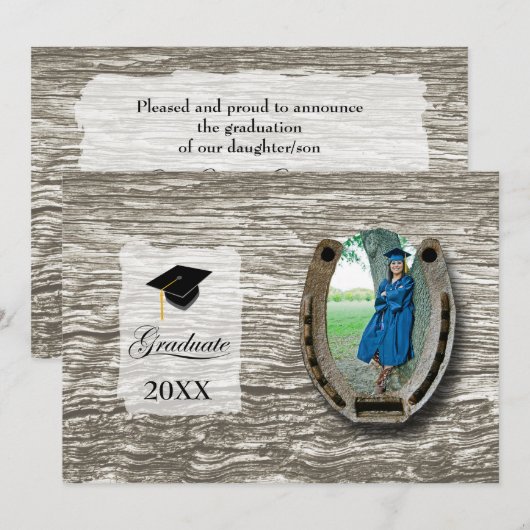 Rustic Western College Graduation Announcement  Einladung (Vorne/Hinten)