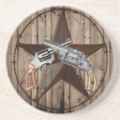 Rustic Western Country Texas Star Cowboy Pistolen Getränkeuntersetzer (Vorne)