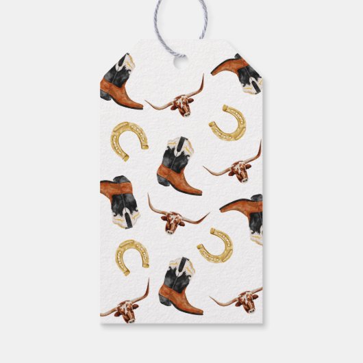 Rustic Western Cowboy Baby Shower Geschenkanhänger (Rückseite)