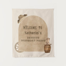 Rustic western cowboy  birthday backdrop  wandteppich