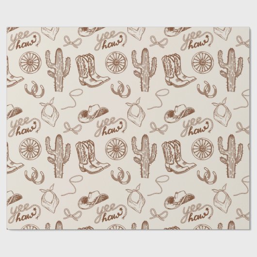 Rustic Western Cowboy Boots and Hat Ranch Pattern Geschenkpapier (Flach)