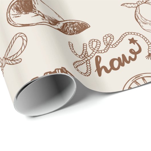 Rustic Western Cowboy Boots and Hat Ranch Pattern Geschenkpapier (Rolleneckpunkt)