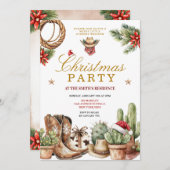 Rustic Western Cowboy Boots & Cactus Holiday Einladung (Vorne/Hinten)
