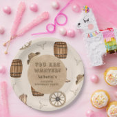 Rustic western cowboy you are wanted birthday  pappteller (Party)