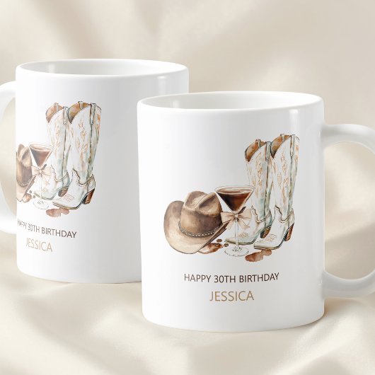 Rustic Western Cowgirl Boots Happy 30th Birthday Kaffeetasse