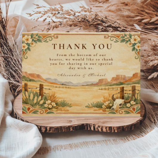 Rustic Western Desert Wedding Dankeskarte