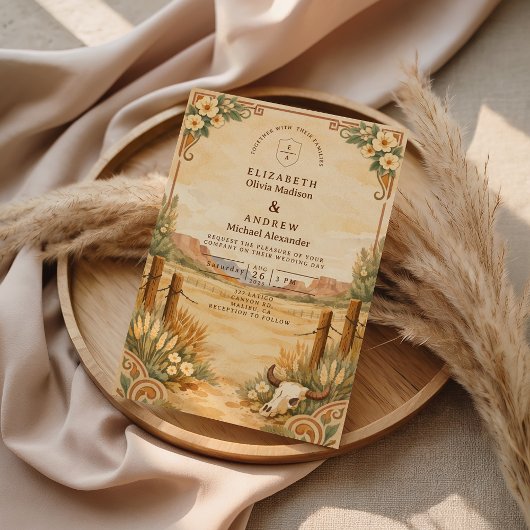 Rustic Western Desert Wedding Einladung