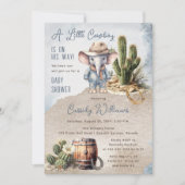Rustic Western Elephant Cowboy Boy Baby Shower Einladung (Vorderseite)
