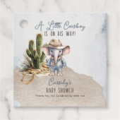 Rustic Western Elephant Cowboy Boy Baby Shower Geschenkanhänger (Vorderseite)