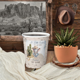 Rustic Western Elephant Cowboy Boy Baby Shower Pappbecher