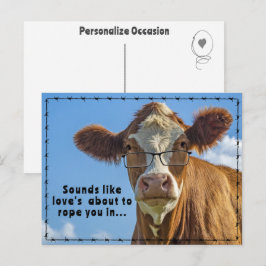 Rustic Western Engagement Love Roping Humor Gift Feiertagspostkarte