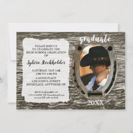 Rustic Western Grad Party Invitation with photo Einladung
