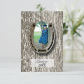 Rustic Western Graduation Party invitation RSVP Karte (Stehend Vorderseite)