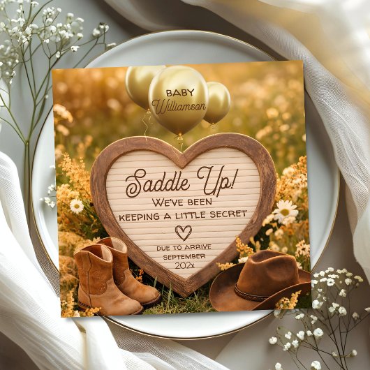 Rustic Western Heart Sign Baby Reveal Pregnancy Ankündigung