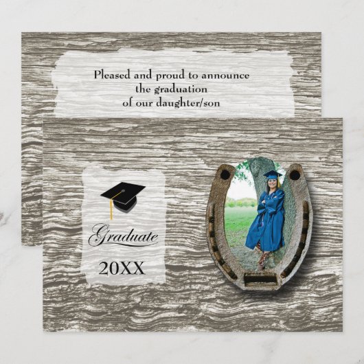 Rustic Western Hi-School Graduation Announcement Einladung (Vorne/Hinten)