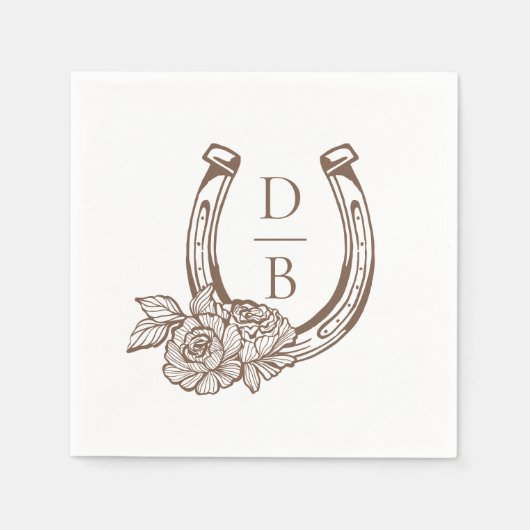 Rustic Western Horseshoe Custom Monogram Wedding Serviette (Vorderseite)