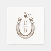 Rustic Western Horseshoe Custom Monogram Wedding Serviette (Vorderseite)