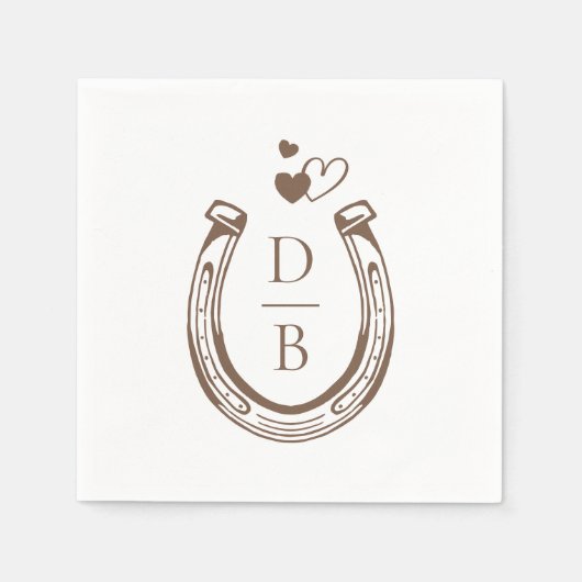Rustic Western Horseshoe Custom Monogram Wedding Serviette (Vorderseite)