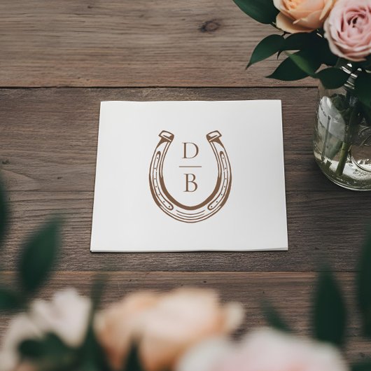 Rustic Western Horseshoe Custom Monogram Wedding Serviette